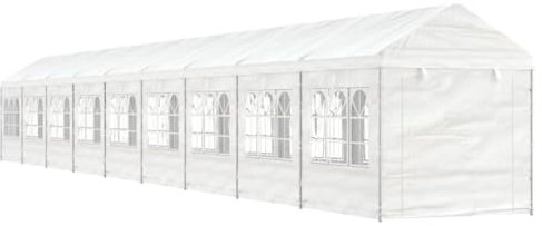 ShGaxin Pavillon mit Dach Weiß 20,07x2,28x2,69 m Polyethylen, Gartenpavillon, Faltpavillon, Pergola, Partyzelt, Standmarkise, Sonnenzelt, Garten Pavillion, Grillpavillon 3155485