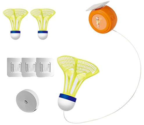 wiroouia Badminton Trainer, Badminton Rebound Trainer, Badminton Trainerset, Badminton Single Trainer für Indoor, Badminton Lernwerkzeuge, Tragbares Badminton Trainingsgerät für Kinder und Erwachsene
