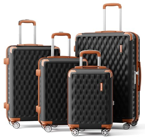 Melalenia 4 PCS Juego de Maletas, Set de Trolley Viaje Rígidas Ultrasligeras, Ruedas 360° Antideslizantes Silenciosas y Cerradura TSA Ideal para Mujeres, Hombres, Familias y Otros Viajeros