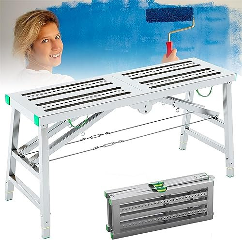 Folding Portable Scaffolding Platform Bench with Non Slip Feet for Drywall Multi Purpose Equipment for Scaffolds Tower Ladders Stools Benches
