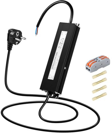 SWAWIS LED Trafo 12V 150W 12,5A Outdoor Wasserdicht Transformator IP67 Netzteil Treiber mit Stecker Niederspannungs Driver 230V auf DC 12V Adapter für Streifen Leuchtkästen
