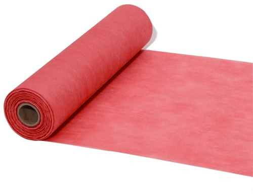 FRKOKRFA Vlies Tischläufer Rot, 25m x 30cm Dekoratives Tischband, Tischdeko Tischläufer Rolle für Geburtstage, Hochzeiten, Taufen Kommunion und andere Feierlichkeiten