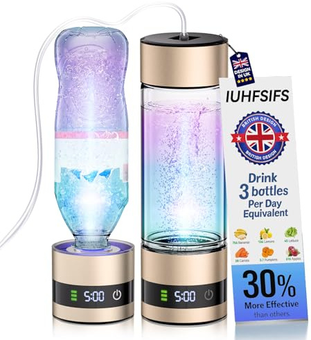IUHFSIFS Hydrogen Water Bottle【SPE/PEM Electrolysis Technology】5000PPB Hydrogen Water Bottle Generator, 450ML Portable Water Lonizer,Improve Water in 3 Minutes for Travel Office