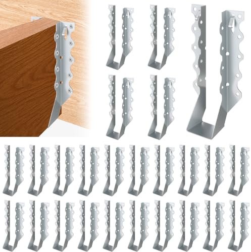 Mixiflor 25 Pcs 2x6 Joist Hangers for Wood, 20 Gauge Galvanized Face Mount Joist Hanger, Hurricane Tie Brackets for Deck, Floor, Ceiling, Roofs – Sliver
