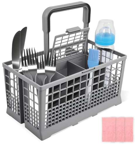 GKZB Besteckkorb Spülmaschinenkorb Geschirrkorb Besteckkorb Spülmaschine Geschirrspüler Korb Abnehmbarer Griff Kunststoff grau für Spülmaschine Geschirrspüler