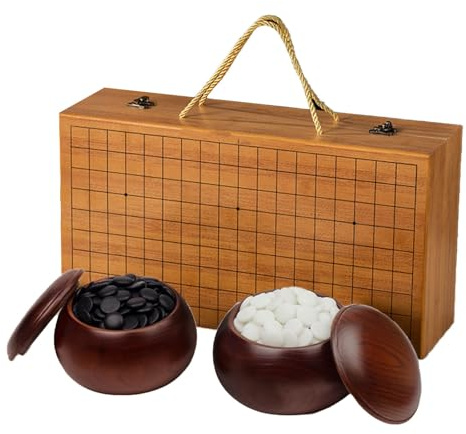Apk i bc Faltbares Go-Brett-Set aus Holz, tragbar und leicht zu verstauen, perfekt für Go- und Gomoku-Anfänger (A,44 * 24 * 10cm)