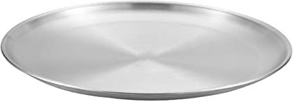 Juego de bandejas para pizza de acero inoxidable, redondas, para pizza, tartas, galletas, resistentes y duraderas, forma de horno de arcilla (Silver F)