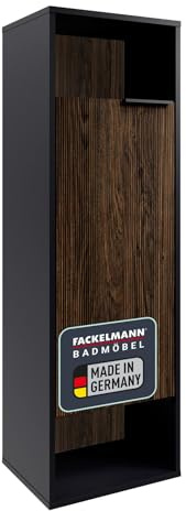 FACKELMANN B.Paris Midischrank in Schwarz – Moderner Hängeschrank mit Soft-Close-System, Rigoletto-Front in braun, Zwei offene Ablagefächer, Türanschlag Links – Made in Germany