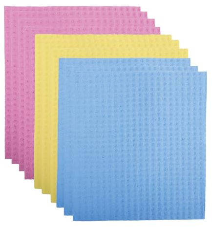 Paños De Cocina Suecos Para Cocina, Paquete De 10 Paños De Esponja Para Encimeras Y Lavar Platos, Encimeras Toallas De Papel Reutilizables Absorbentes, En 3 Colores Surtidos, Para Limpieza Eficiente