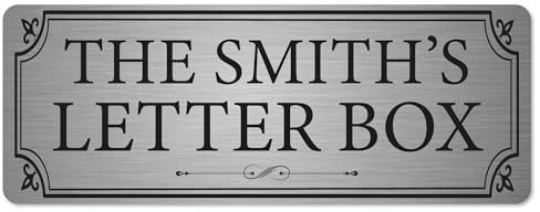 Personalised Letter Box Sign Brushed Silver | Custom Address Plaque with Adhesive Stickers | Classy Home & Garden Decor