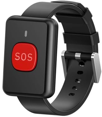 Reloj de Pulsera 433,92 m con transmisor Llamada RC, botón, Emergencia SOS inalámbrico for Personas Mayores(Black)