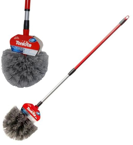 Tonkita Extendable Handle Cobweb Brush Telescopic Duster Extends 90–150cm Dome Head Anti-Static Washable Removable Head Indoor & Outdoor Ceiling & Wall Cleaning Tool