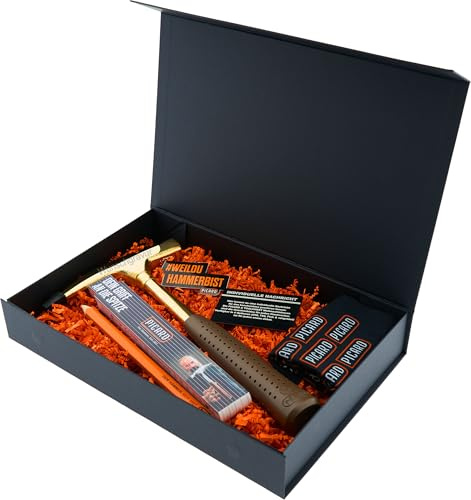 PICARD Geschenkbox vergoldeter Hammer 298f mit Gravur | Exklusives Handwerker Geschenk zu Weihnachten, Geburtstag & Jubiläum