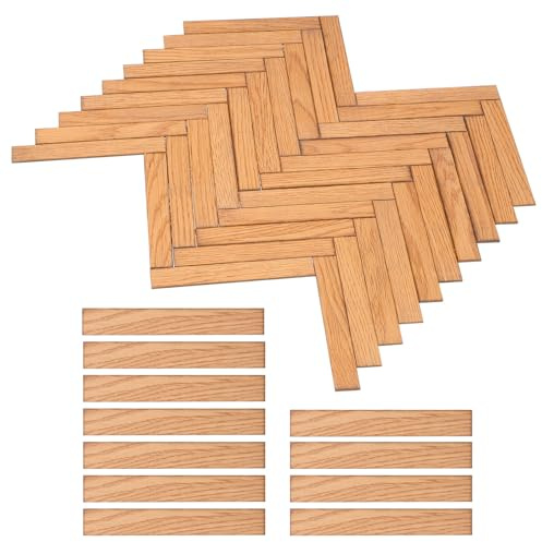 HOOTNEE Set da 40 Pavimenti in Piastrelle Adesive per Casa delle Bambole in Plastica Venature Legno Bianco, Pavimentazione Modulare per Interni Miniatura Fai da Te, Accessori Decorativi