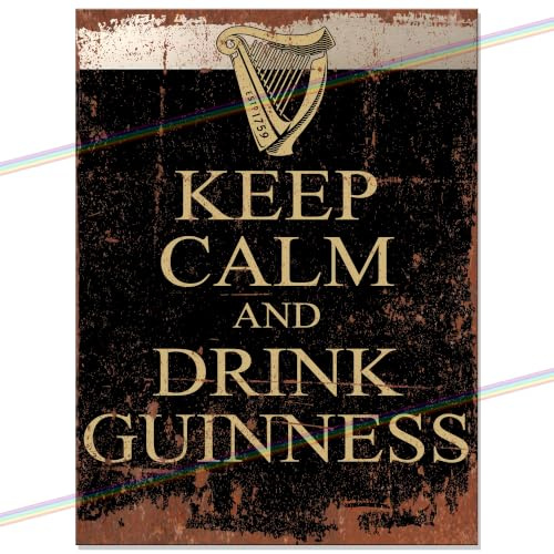 Keep Calm Drink Guinness Funny Metal Bar Sign | Retro Pub Plaque (20x15cm) | Vintage Wall Decor Man Cave Garden Shed Accessories Novelty Gift UK Decor 30th 40th 50th 60th birthday