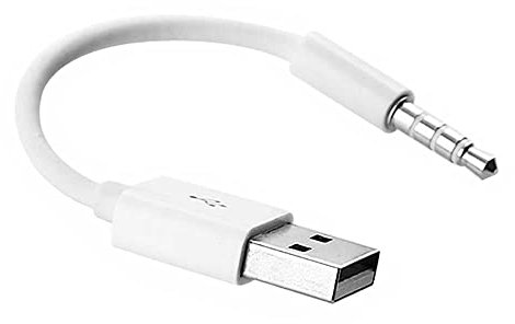 OcioDual Cable 3.5mm Adaptateur USB Jack Sync Data Chargeur pour Apple iPod Shuffle 3/4 / 5/6 / 7 Blanc