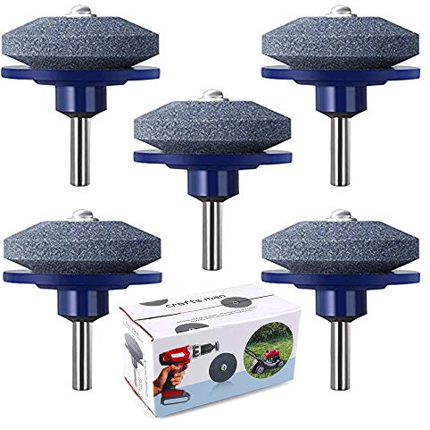 cenoz Lot de 5 aiguiseurs de Lames de Tondeuse à Gazon pour Toute perceuse électrique Manuelle (5 pièces, Bleu)