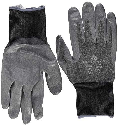 Delta Plus VECUT36GR11 Softnocut - Guanti da lavoro a maglia fine, palmo rivestito in nitrile, , colore: Grigio