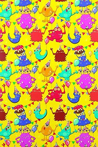 Premium Geschenkpapier Kinder- Monster Party, Secare Rolle, Geschenkverpackung Größe 50cm x 250m