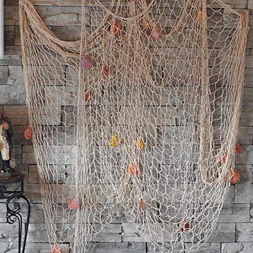 Aofox, Rete da pesca decorativa, per feste a tema pirati e spiaggia, Beige, 2 x 4 m