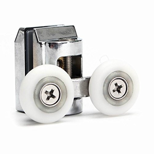 SDENSHI 2 Piezas de Doble Puerta Corredera de Vidrio para Ducha, Rodillos Superiores, Guías de Rueda, Bricolaje, 23 Mm