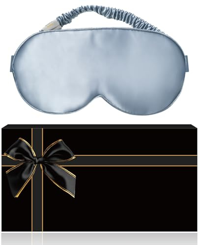 YUNCHI 100 % sovmask silke kvinnor män bekväm ekologisk satin sovglasögon silke sovande ögonmask 19 momme rent mullbärssilke tyg ögonbindel för sömn (babyblå)