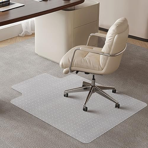 SHAREWIN Office Chair Mat for Carpeted Floors, 120x90 cm with Lip Heavy Duty Anti-Slip for Low/Medium Pile Carpet Protector Rug, Easy Clean