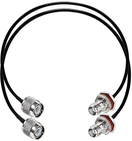 TUOLNK TNC Jumper Cable RG58 TNC Enchufe macho a TNC Hembra Bulkhead Cable de extensión de antena Wifi Cable coaxial de 20 pulgadas (50 cm) para antena inalámbrica Radio Ham, 2 unidades