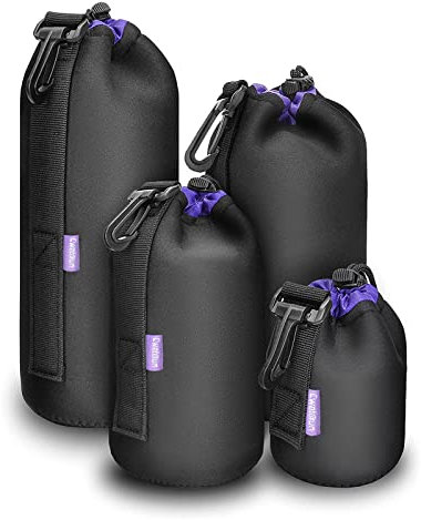 Cwatcun Objektivtasche Set aus Neopren Objektivbeutel für Kamera Objektiv in 4 Größen,für Canon, Nikon, Sony,Pentax, Panasonic, Fuji, Tamron, Sigma Objektive