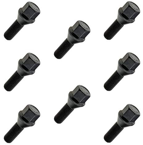 8x Radschrauben M12x1,5 Radbolzen Kegel 60° Kegelbund SW17 35mm Schwarz