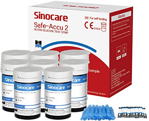 sinocare Tiras Glucosa, Tiras de Prueba de Glucosa, Tiras Reactivas Glucosa solo funciona para el modelo safe accu2