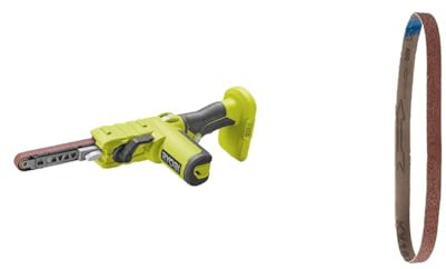 RYOBI - Lime 18V ONE - Vitesse Bande 260-630 m/min, Dim, 13x457mm - pour Poncer Bois, Carreaux, Métaux et Aiguiser - (Batterie et Chargeur non Inclus) - avec 6 Bandes abrasives