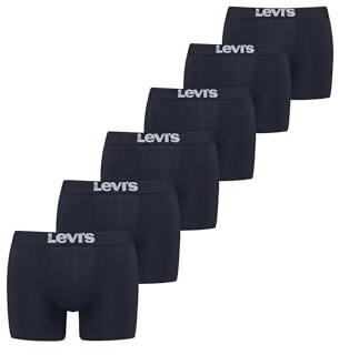 Levi’s Einfarbige Basic-Boxerslips, atmungsaktive Herrenunterwäsche aus Bio-Baumwolle mit elastischem Bund und doppelter Einlage, keine hochrutschenden Beinöffnungen, 6er-Pack