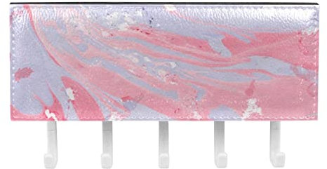 TBOUOBT Mail Organizer für die Wandmontage, Schlüsselhalter mit Briefhalter und Haken, Schlüsselhaken Mail Holder Wall Mounted,Marmor Textur Rosa Lila Modern