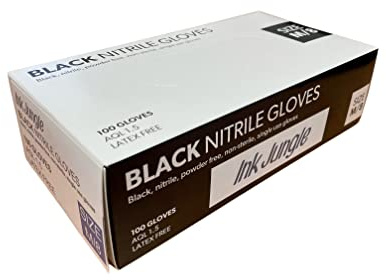 Ink Jungle Black Nitrile GP0033 Examination - Multipurpose, Powder Free and Latex Free Disposable Gloves, Box of 100 Gloves, Black (Extra Large)