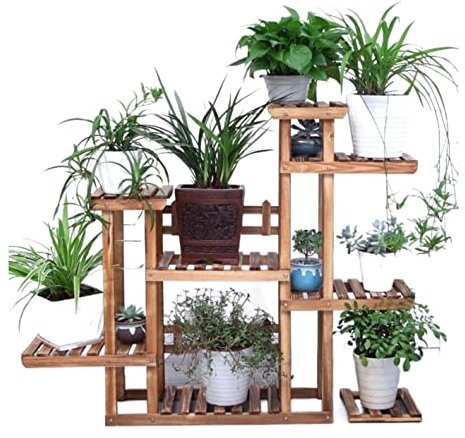Pflanzenregal Blumentreppe Blumenständer Sukkulenten Holz Blumenständer Balkon Wohnzimmer Indoor Outdoor Pastoralen Stil Dekorativ Pflanzenständer Blumenregal Blumenbank ( Blue : Bronze , Size : 101*1