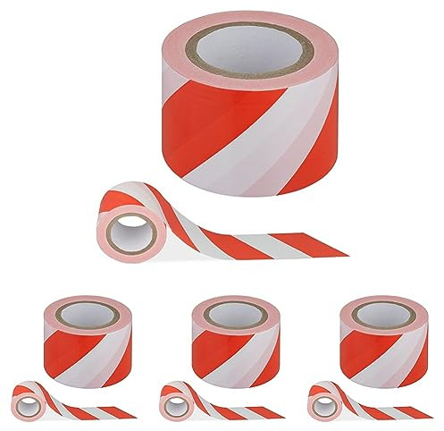 Relaxdays Absperrband, reißfest, Warnband Rolle für Baustelle & Gefahren, PE, 80 mm x 200 m, Flatterband, rot-weiß, 1 Stück (Packung mit 4)