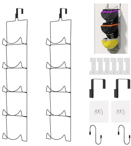 LINFIDITE Hat Rack Hanger Holder Organiser Closet Hanging Baseball Cap Display Storage Rack for Scarves Handbags Over Door Wall Mounted w Hanging Hook,10 Pcs Black,Square-shaped