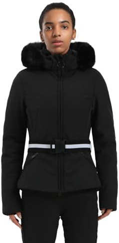 GSOU SNOW Women's Ski Jacket Snowboard Warm Winter Short Slim Snow Coat Jacket Mountain Windproof Waterproof Insulated Hooded