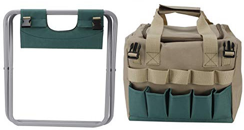 Zerodis Klapphocker, Gartengeräteständer, Hockerstuhl mit Werkzeugtasche für Outdoor-Campingbedarf, Großer Campingstuhl, 600D-Oxford-Stoff, Gartenwerkzeug mit Tragetasche, Einfach