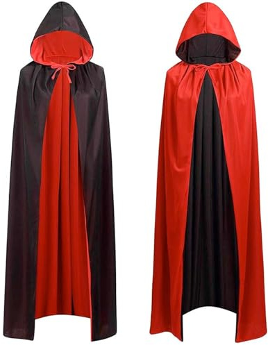 Costumed Vampir Kostüm Umhang rot & schwarz mit Kaputze - für Kinder & Erwachsene, für Halloween & Fasching & Karneval Beidseitig