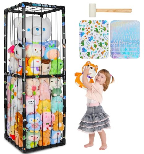 MHJY Kuscheltier Aufbewahrung Extra große Stofftier Aufbewahrung Plüschtier-Halterung Spielzeug Organizer Halter mit Elastischem Band für Kinderzimmer, Badezimmer, Kinderzimmermöbel