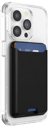 PopSockets: PopWallet per MagSafe - Senza presa - Include anello adattatore per MagSafe - Sottile portacarte riposizionabile per smartphone e custodie - SoftGoods - Black