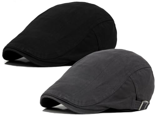 BABAHU Men's Newsboy Cap Gatsby Flat Cap Lvy Irish Hats Driving Cabbie Hunting Cap (D-Black+Grey)