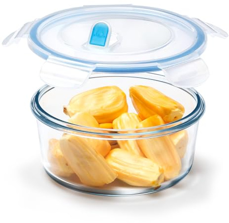 NUTRIUPS Le Petit 0.9L Boîtes Alimentaire en Verre, Récipient en Verre avec Couvercle, Boîte Conservation Alimentaire, Passe au Micro-ondes et au Four