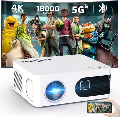 Zenwire Proyector 4K Full HD WiFi E601H 2.4/5GHz Android TV Bluetooth 8000lm 600 Ansi proyección lateral de enfoque automático para teléfono/PC/PS5/Xbox/HDMI/4K cine en casa