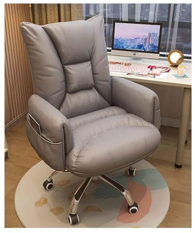 SJHPZG Ergonomischer Bürostuhl mit gepolsterter Armlehne, bequemer, drehbarer Chef-Computerstuhl, höhenverstellbarer, neigbarer Schreibtischstuhl für Zuhause, Arbeitszimmer, Wohnzimmer