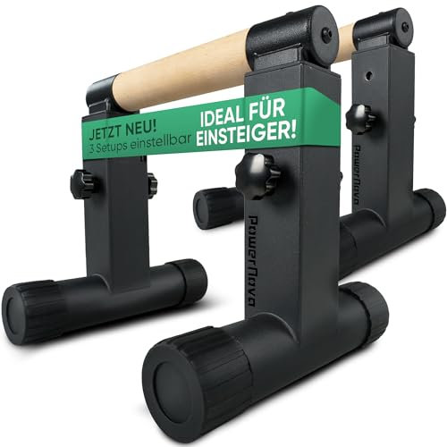 Liegestützgriffe Holz [3-in-1] - Griff einstellbar für Calisthenics, Handstand & Push-Up-Handles stabil | Liegestütze-Griffe handgelenkschonend & ideales Equipment für Homestudio, Gym & unterwegs