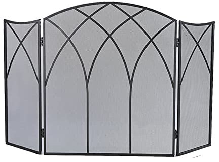 Kaminschutzgitter für Kamine, Kaminschutzgitter und Kaminumrandung im Bauernhausstil, 3-teiliges Tor für Gaskamin, Holzscheit, Holzofen, für den Innen- und Außenbereich, Schmiedeei