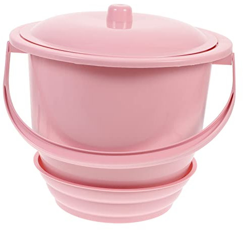 SECFOU Thickened Household Spittoon Urinal Pail with Lid, Handheld Plastic Chamber Pot for Nighttime Use, Portable Urine Bucket Suitable for Home and Elderly Care – Red